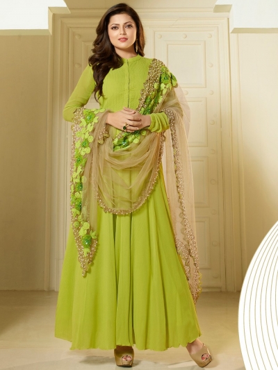 Drashti Dhami green color georgette party wear anarkali kameez